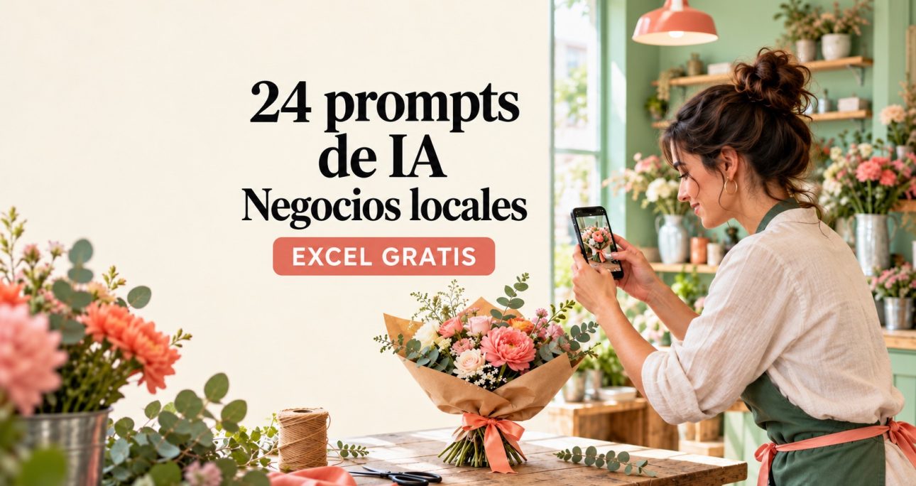 24 prompts de IA para negocios locales: Excel gratis de marketing