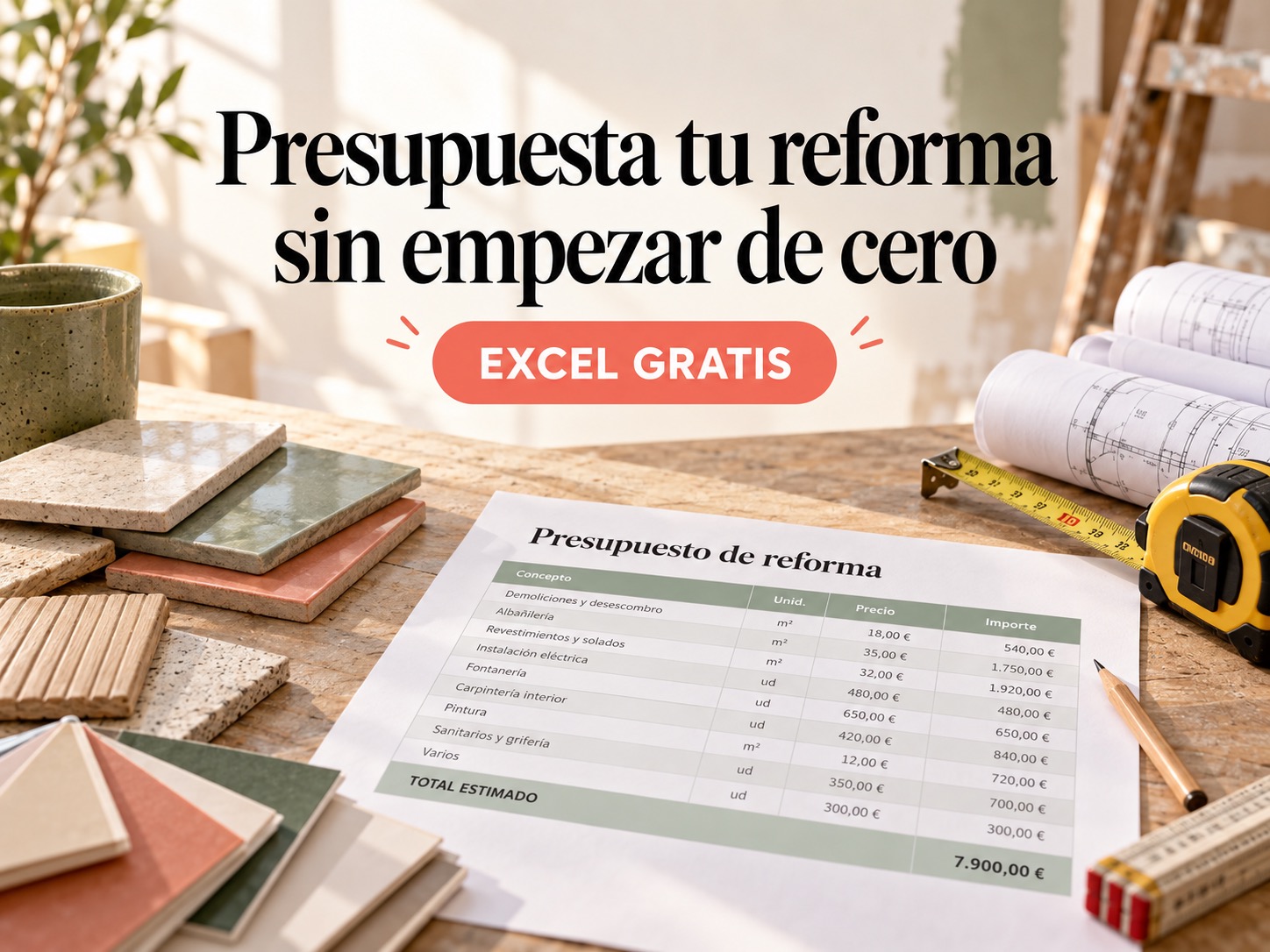 Presupuesto de reformas en Excel: plantilla gratis con ejemplo